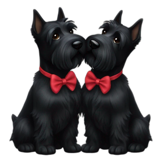 Two black Scottish terrier kissing sticker