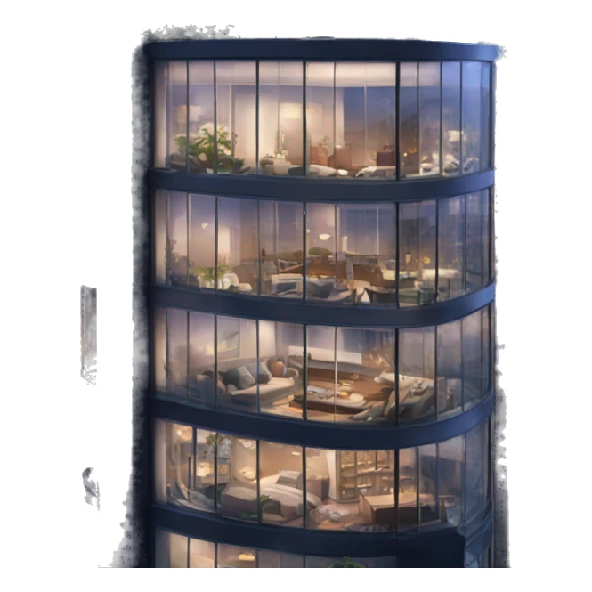 Sky rise penthouse with 360 glass windows overlooking the city at night  sticker