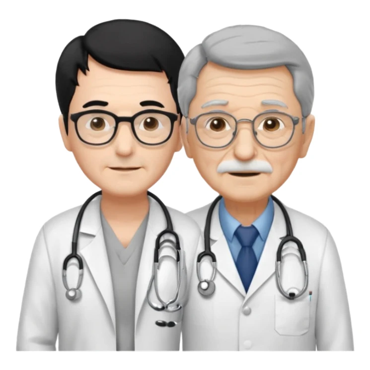 doctor black hair helping to a old man  sticker