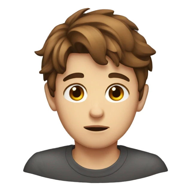 A 19 years old kid with cut brown hair sad sticker