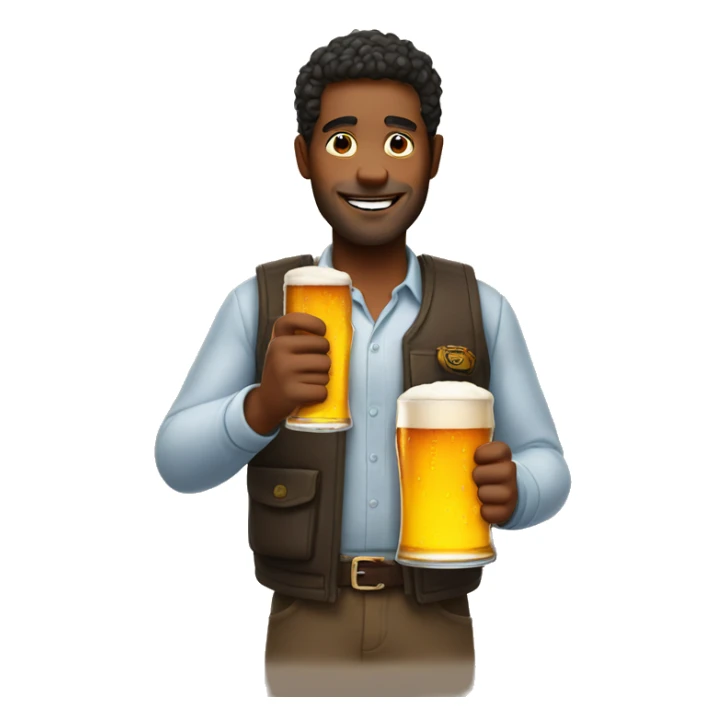 Man holding a big beer in his hand sticker