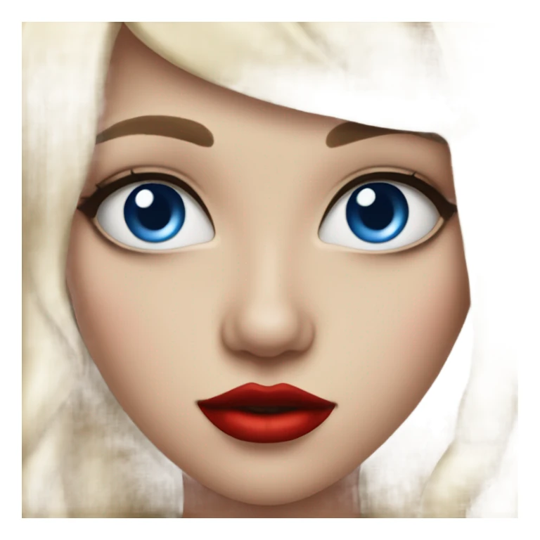 Realistic girl, blue eyes, red lipstick and fantastic  sticker