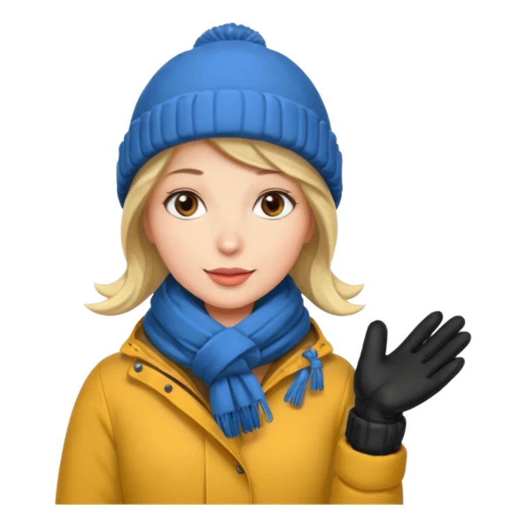 Woman bundled up with parka, hat, scarf, gloves sticker