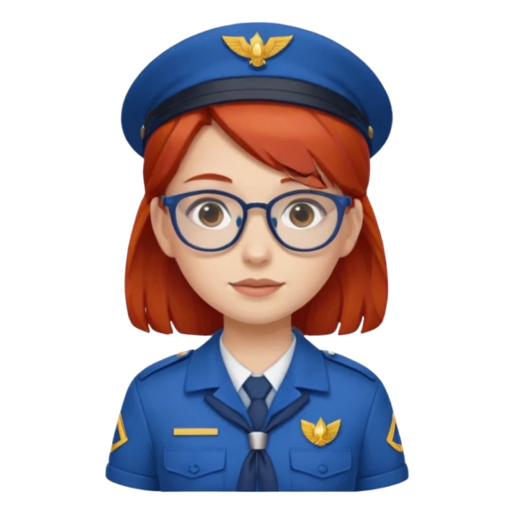 scout girl with blue scout uniform, red haired and glassess sticker
