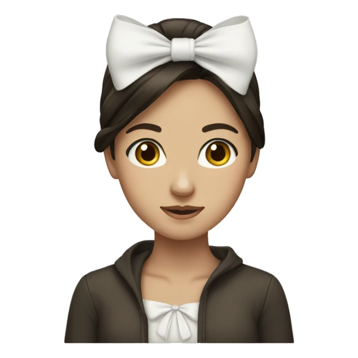 Brunette girl with a white  bow  sticker