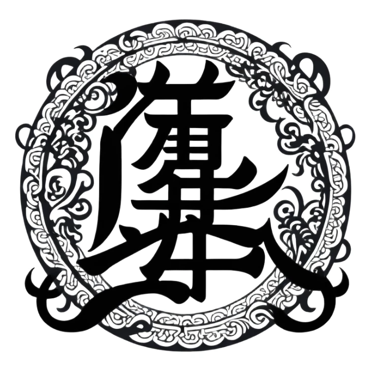 Chinese or Japanese characters 血威華我 with dramatic, powerful imagery sticker