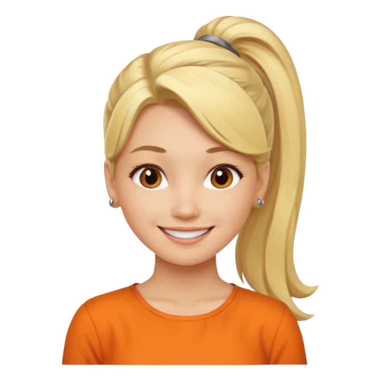 Blond woman with pony tail ane orange blouse sticker