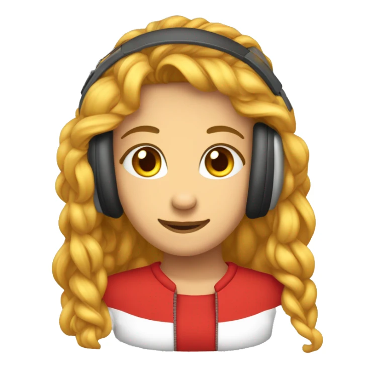 Una ragazzacon capelli lisci rossi maglietta rossa con cuffie che e mezza età sticker