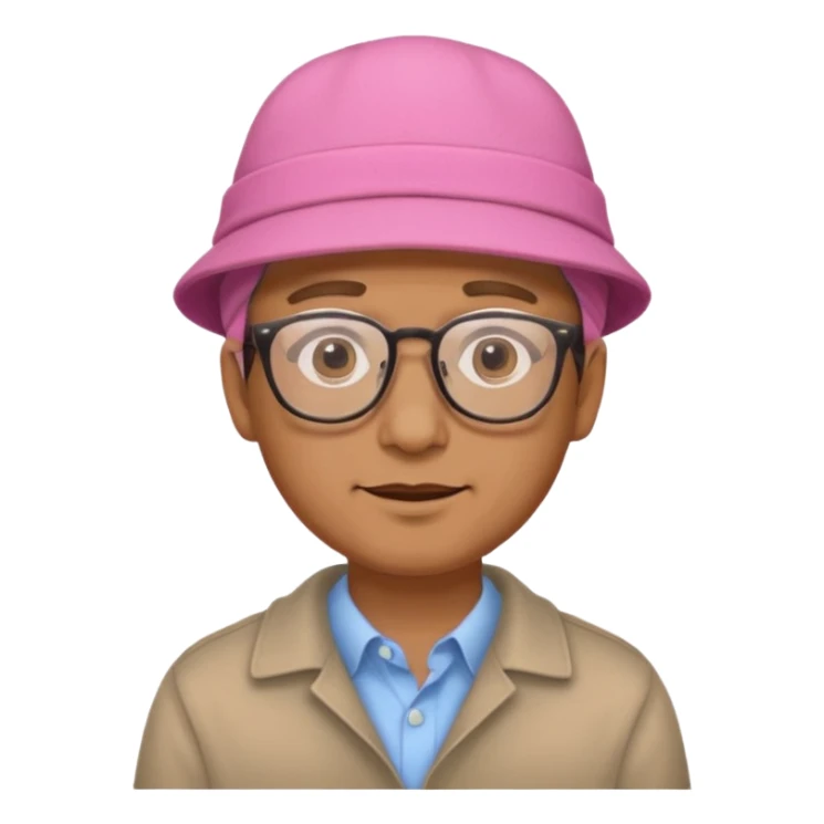 man with glasess wear pink hat  sticker