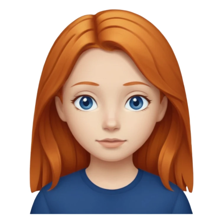 Girl Ginger middle hair Blue eyes dark Blue top sticker