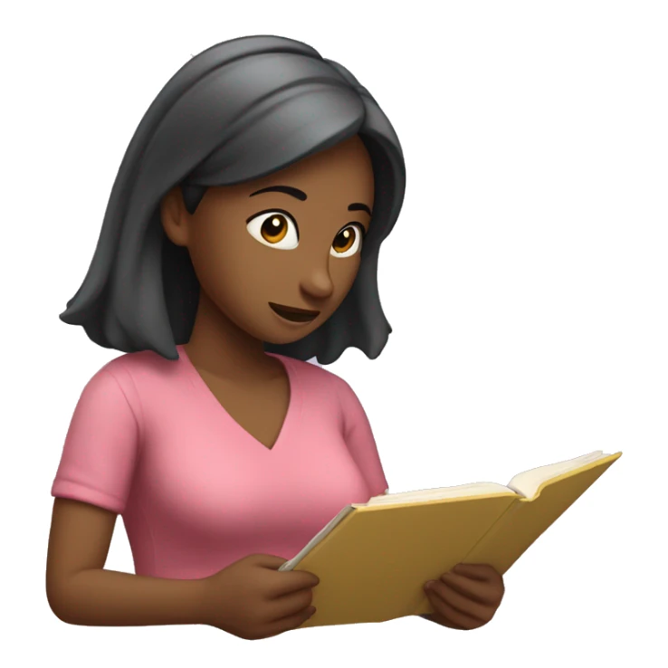 a girl reading reviews on a lapt sticker