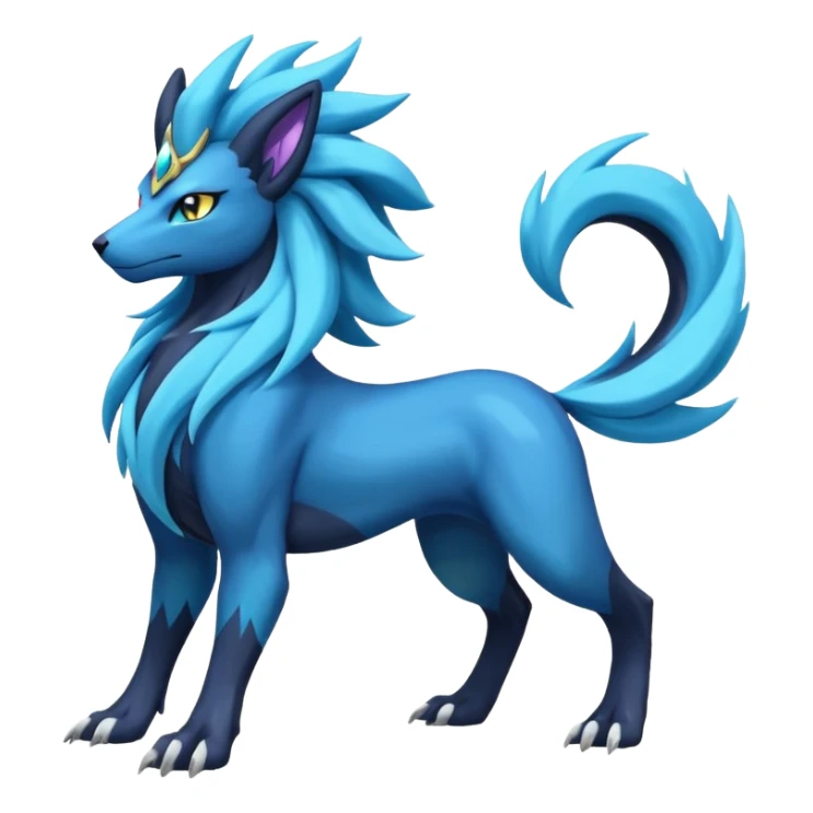 Shiny Dark Edgy Suicune-Cobalion-Manectric-Aurorus-Fakémon-hybrid-creature (full body)  sticker