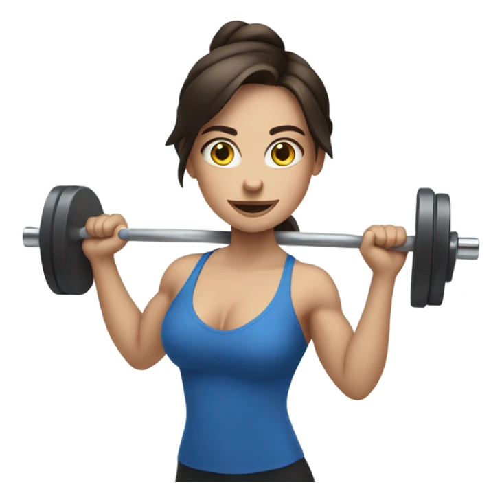 brunette girl with blue eyes lifting weights sticker