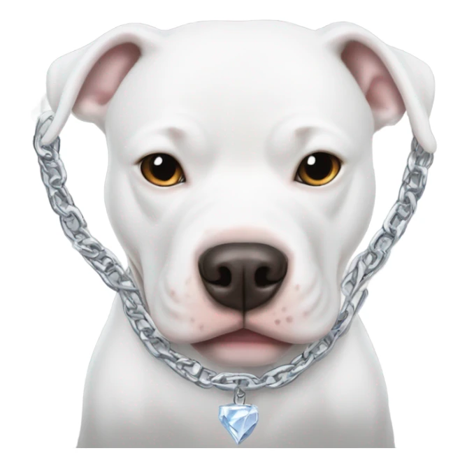 White pitbull with chain that says ice  sticker