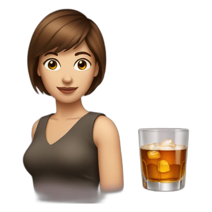 Woman short brown hair drink whisky sticker