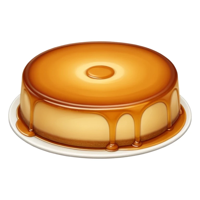 round caramel flan, glossy top, soft custard texture sticker