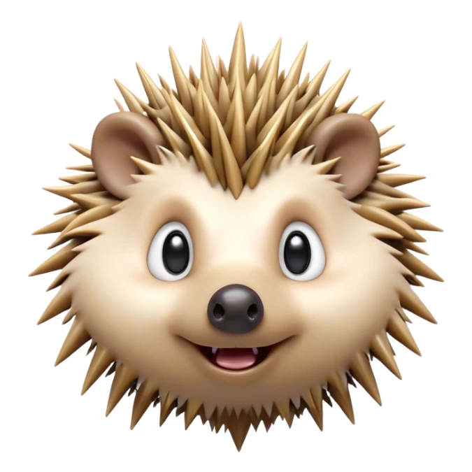 Cinematic Comical Hedgehog Portrait Emoji, Head tilted dramatically with an exaggeratedly surprised expression and wide, comically expressive eyes, featuring a small, spiky body with quills that seem to dance with playful energy, Simplified yet hilariously expressive features, highly detailed, glowing with a slightly sassy woodland glow, high shine, dramatic yet playful, stylized with an air of cheeky hedgehog mischief, soft glowing outline, capturing the essence of a meme-worthy hedgehog that looks ready to roll its way into viral fame! sticker