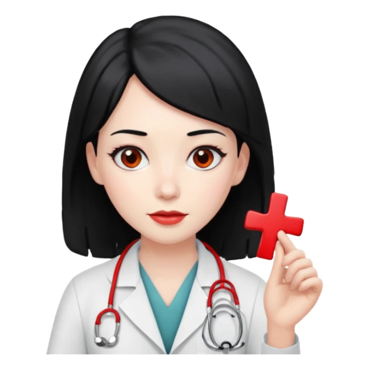 doctor with black hair and red hairclips  sticker