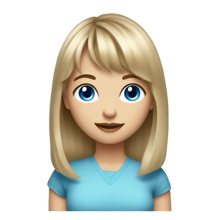 Medium length Dirty blonde hair with bangs girl with blue eyes  sticker