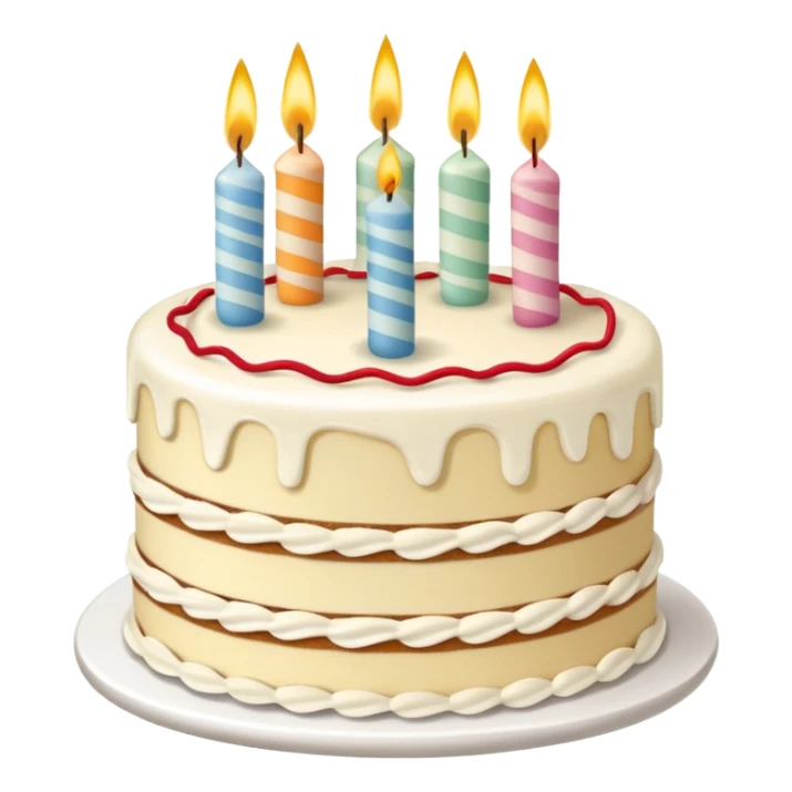 un gateau d'anniversaire dessiné au trait de couleur blanc sticker
