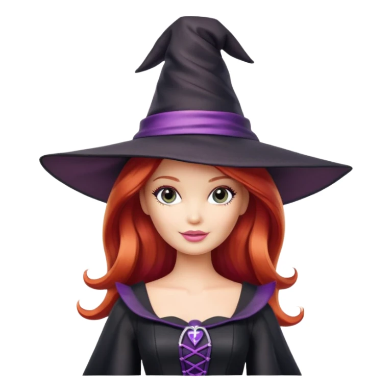 Witch Barbie girl red hair   sticker