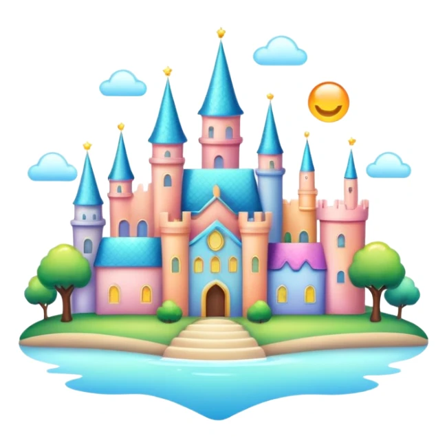 Magical colorful shiny glossy pastel city  sticker