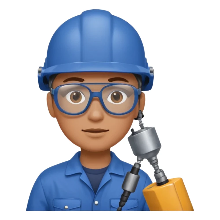 emoji of a human operator who's drilling a panel. cartoon style sticker