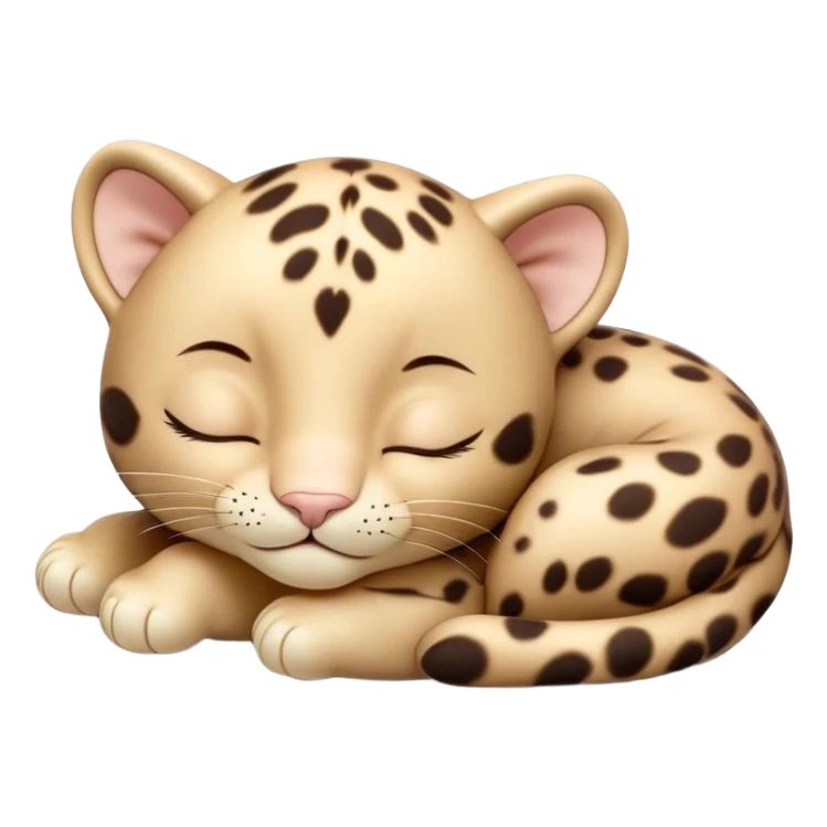 Meme-Worthy cute Sleeping Baby Panther Portrait Emoji, Head resting peacefully with a contented smile, showcasing a luxuriously soft, compact form and eyes gently closed in serene slumber, Simplified yet comically adorable features, highly detailed, glowing with a soft, drowsy glow, high shine, relaxed and utterly lovable, stylized with an air of playful laziness, bright and heartwarming, soft glowing outline, capturing the essence of a sleeping baby panther that feels destined to become the next viral icon of adorable rest! sticker