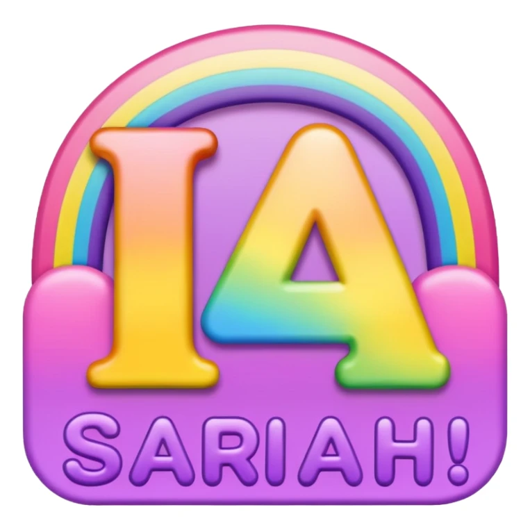 "Sarah" name, rainbow color lettering, girly font sticker