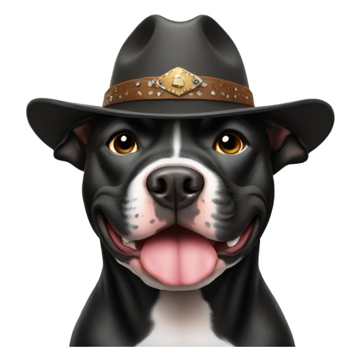 Black pitbull wearing cowboy hat sticker
