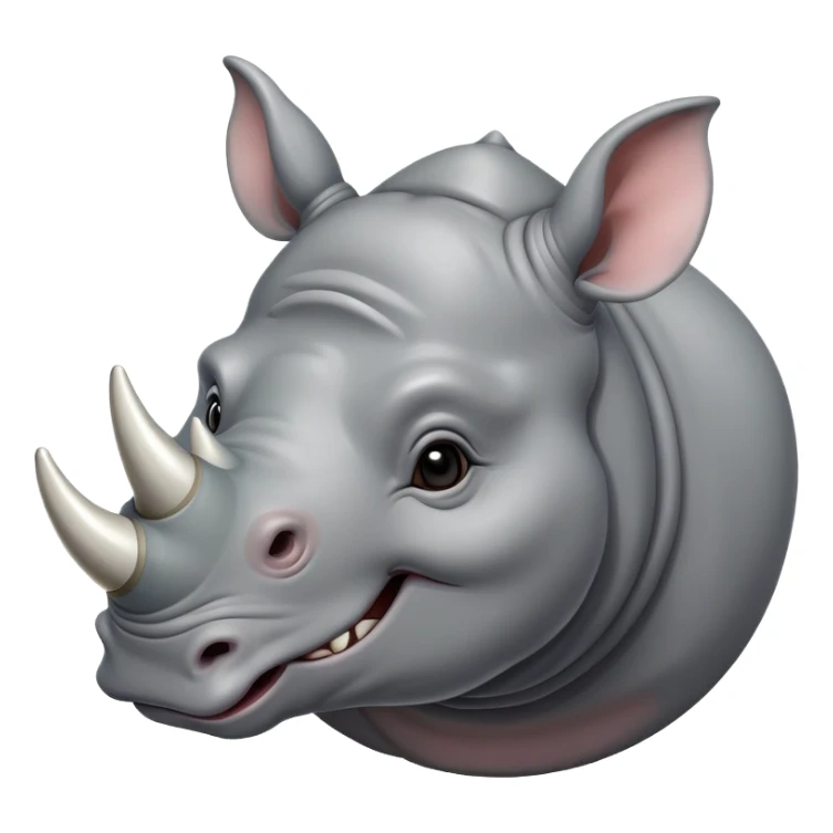 cute cartoon rhinoceros with large horn sticker