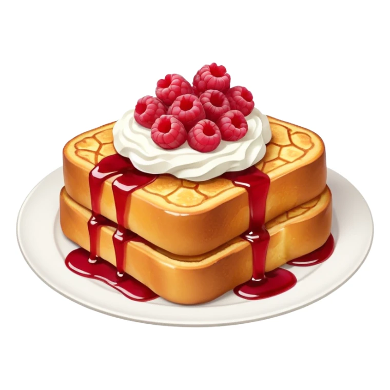 Raspberry and whip cream French toast on plate  sticker