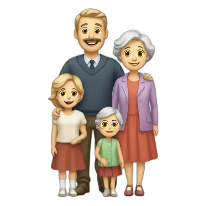 danish family with mom, dad, kid and grandma sticker