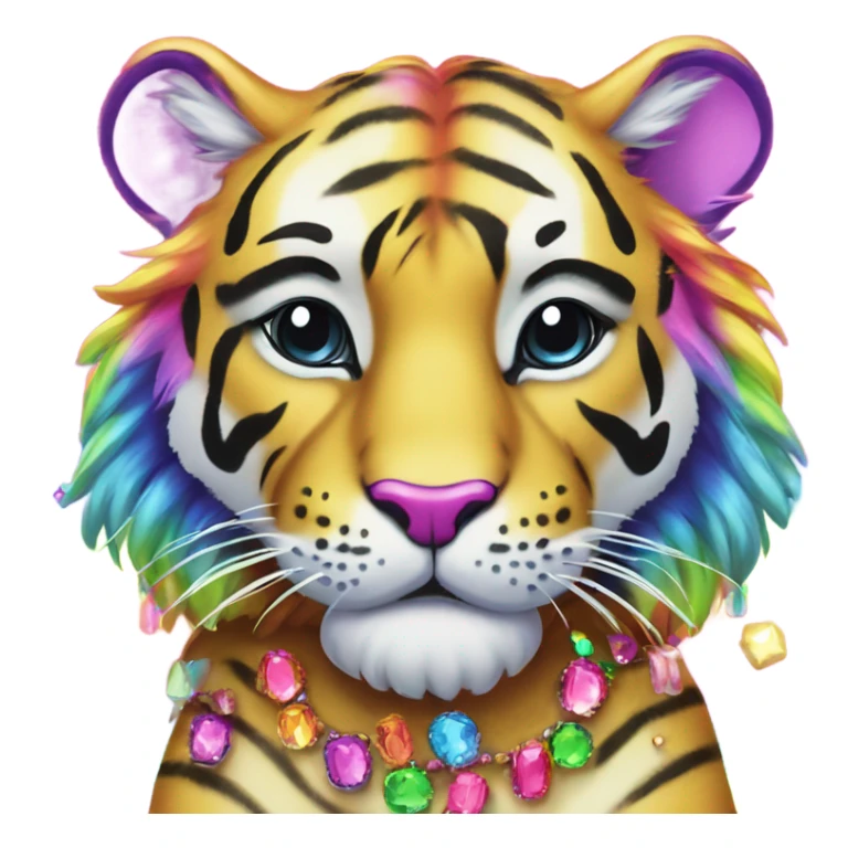 Lisa frank rainbow tiger with jewels on stripes sticker