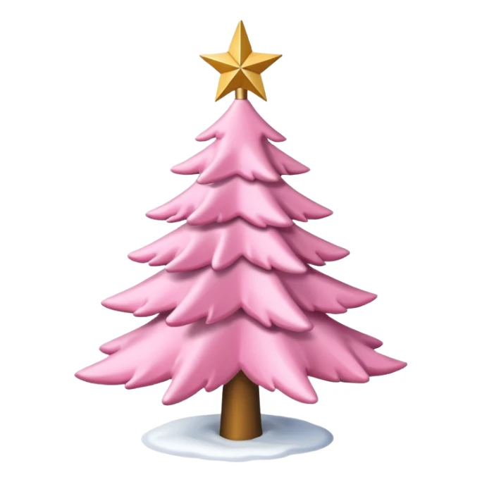 Pink Christmas tree with snow on the branches and a gold star on top no baubles  sticker