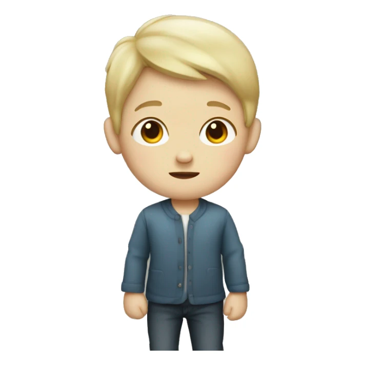 A cute boy with white skin and parted hair sticker