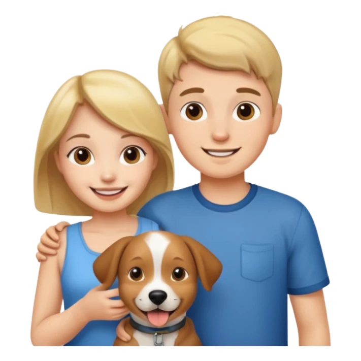 Girl and boy with a dog sticker