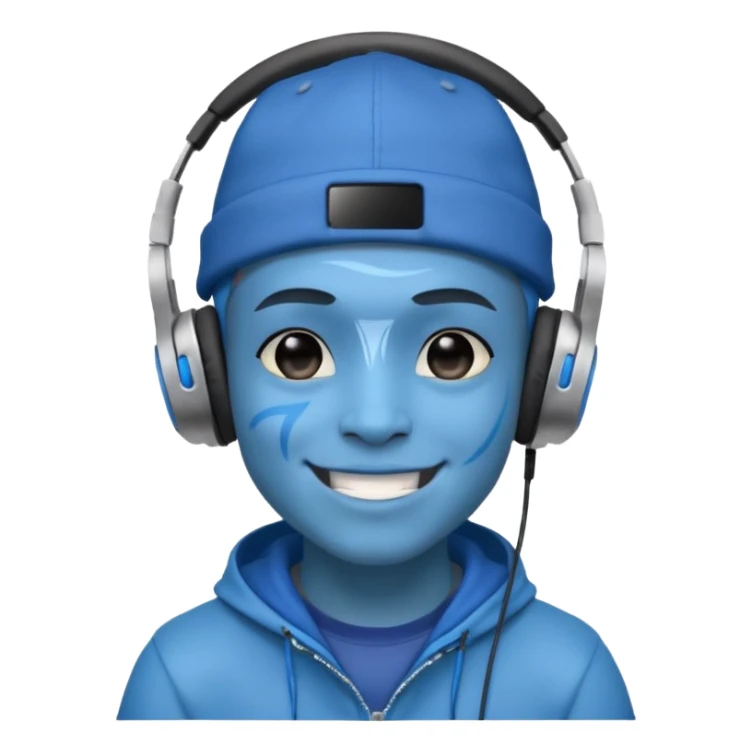 Avatar rapper with headphones blue character  sticker