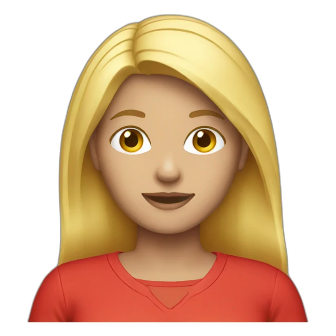 blonde woman casual clothing red shirt sticker
