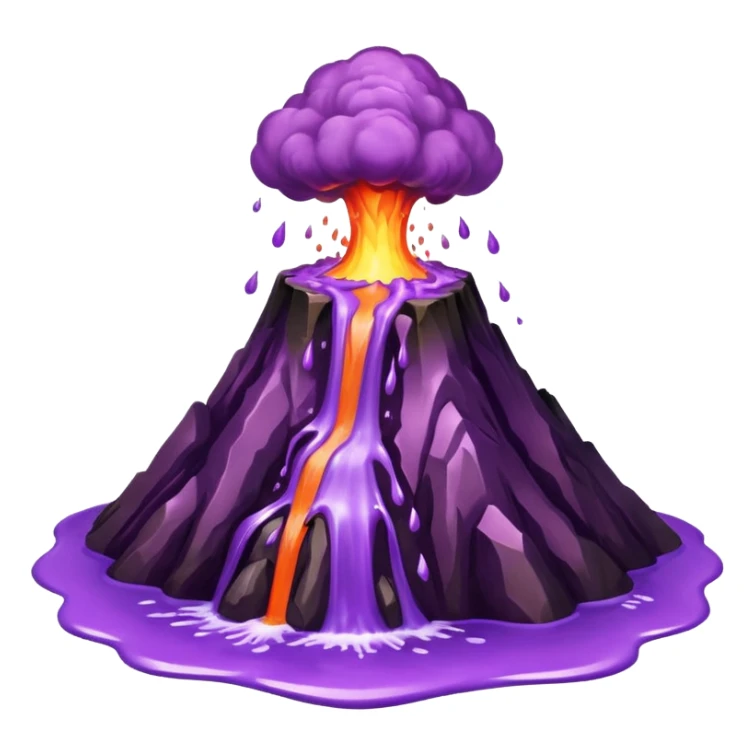 A volcano errupting only with a pure purple liquid sticker