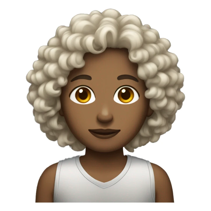 person with curly hair light dark skin sticker