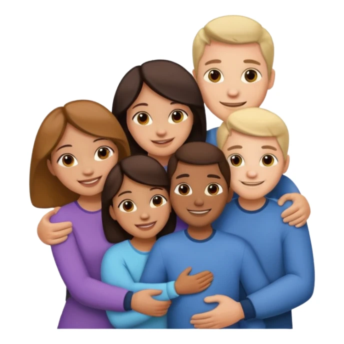 family of 5 hugging each other sticker