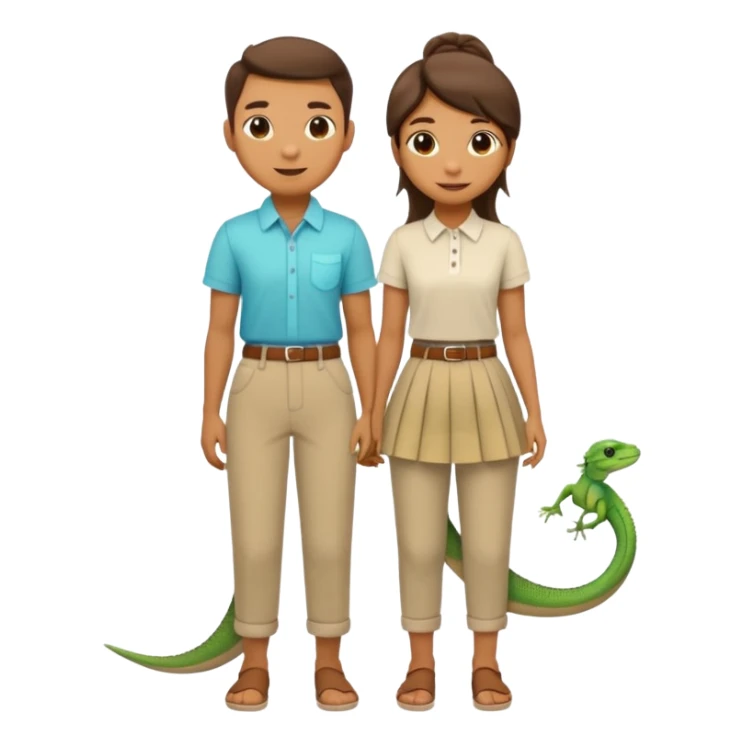 Romantic Lizard couple wear cute skirt and pants with shirt  sticker
