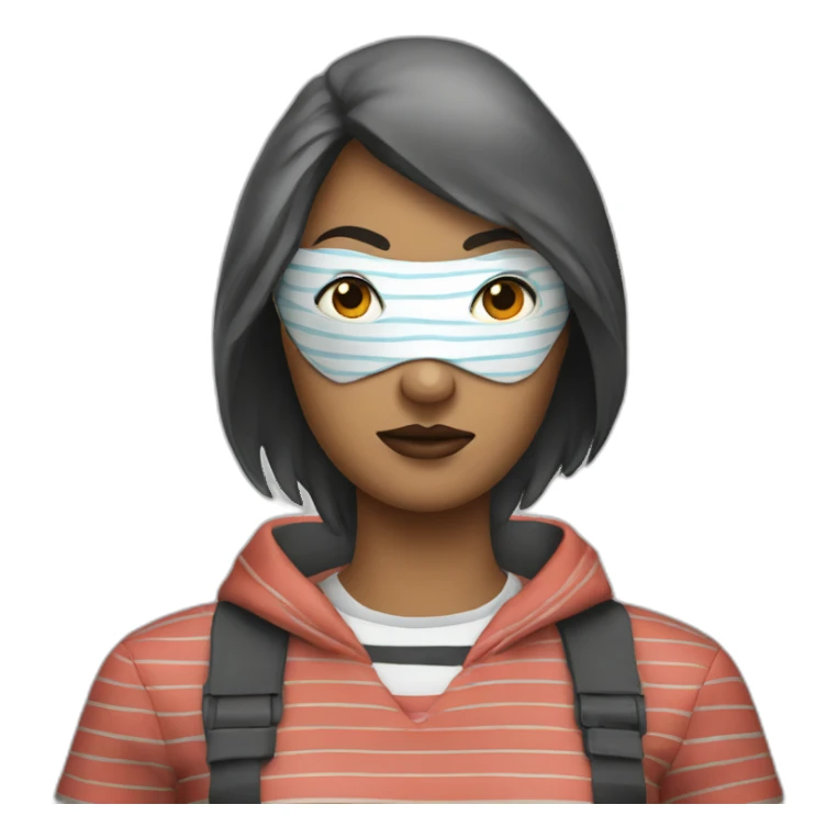 bank robber woman with eye mask and striped tshirt sticker