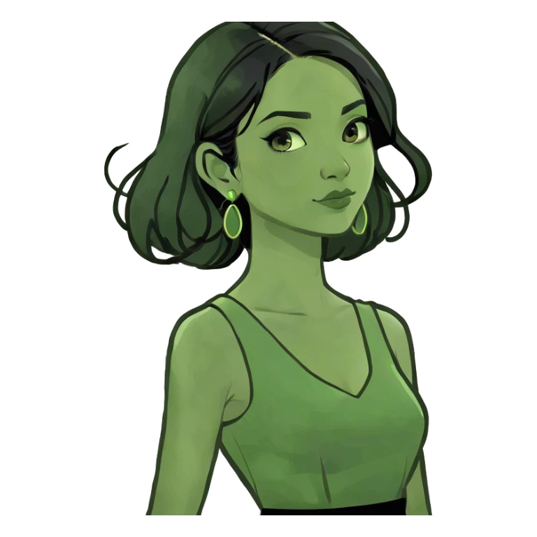 girl with black hair indoors sticker