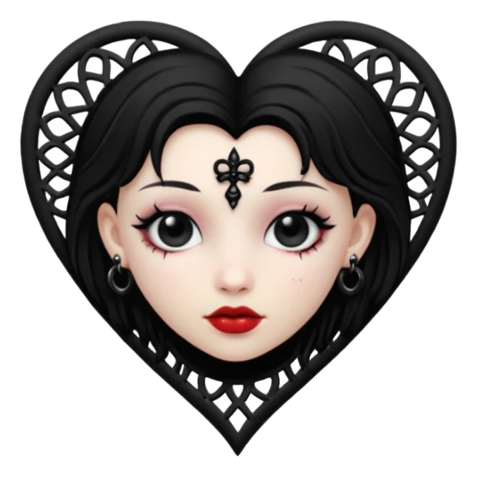 goth themed heart with a black lace earring sticker