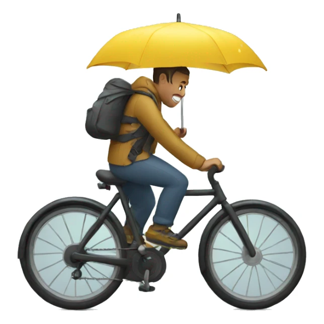Man on bike in the rain sticker