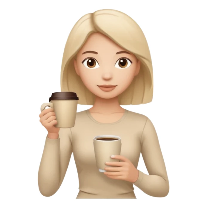 Girl in beige Pilates style holding coffee in her hands sticker