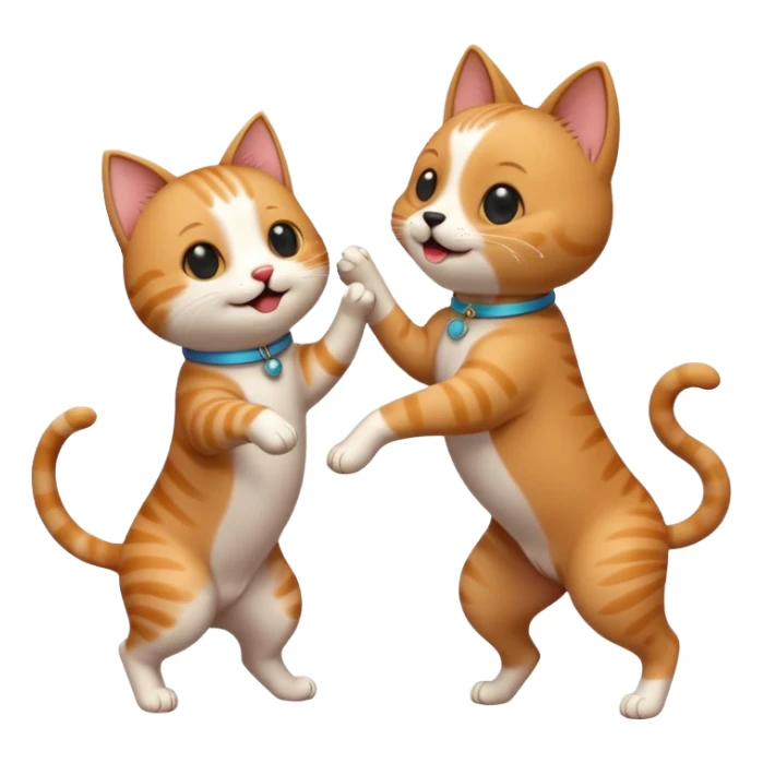 a cat and a dog dancing together, joyful and cute sticker