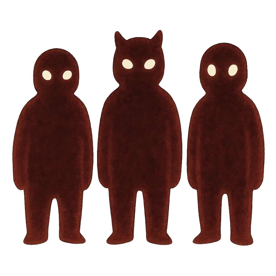 ghibli style three red shadow figures standing next to each other sticker